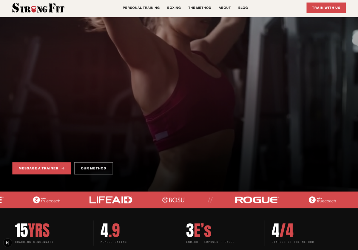Strongfit website homepage
